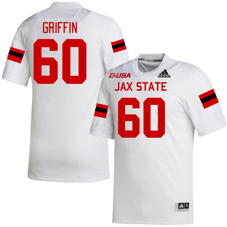 #60 Cameron Griffin Jacksonville State Gamecocks College Football Jerseys Stitched-White